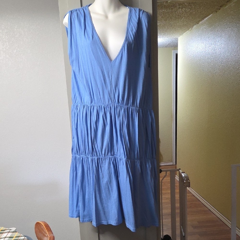 Zara Light Blue V-Neck Sleeveless Dress